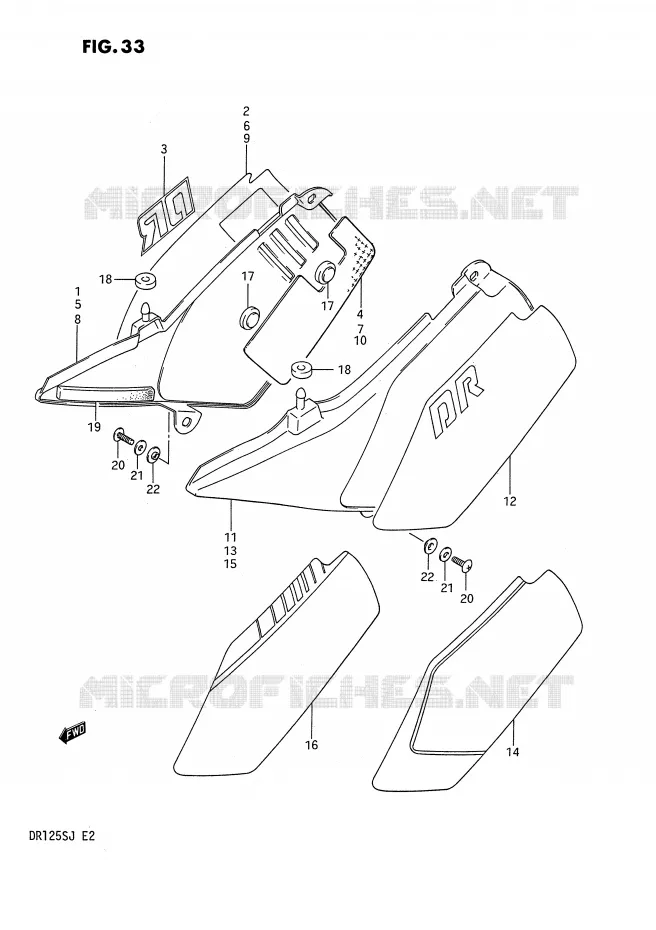 CARENAGES ARRIERE Suzuki MOTO 125 DR 1987  DR125SH(E2)