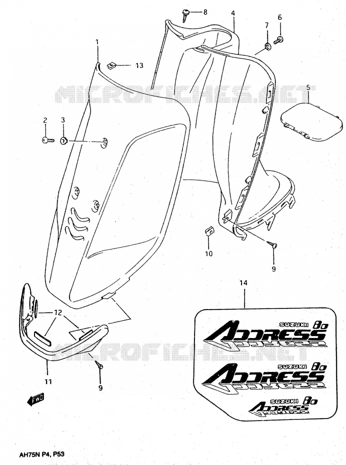 CARENAGES AVANT Suzuki SCOOTER 75 ADDRESS 1992  AH75N