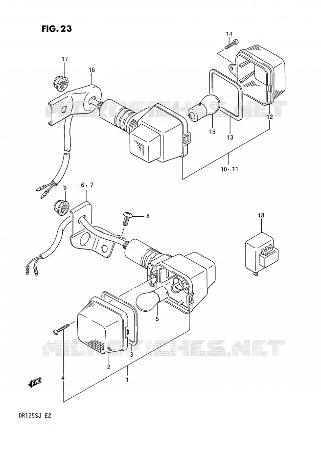CLIGNOTANTS (E1, E24, E4 ~F.NO.106478) Suzuki MOTO 125 DR 1987  DR125SH(E2)