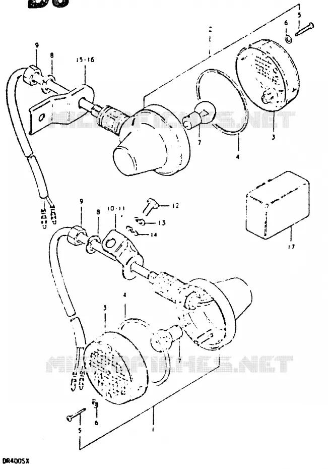 CLIGNOTANTS (E2, E15) Suzuki MOTO 400 DR 1981  DR400SX(T/X)