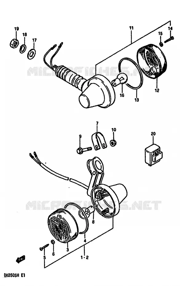 CLIGNOTANTS (E2) Suzuki MOTO 250 DR 1985  DR250SF(E/F/G/H)