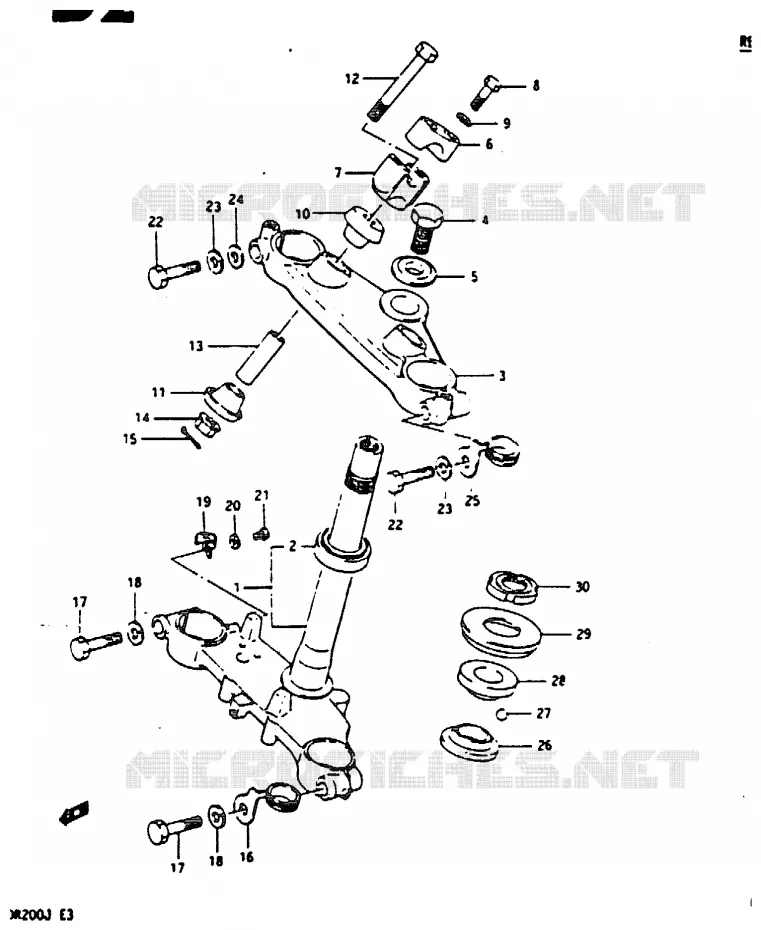 COLONNE DE DIRECTION (MODELE H/J) Suzuki MOTO 200 DR 1988  DR200J(G/H/J)