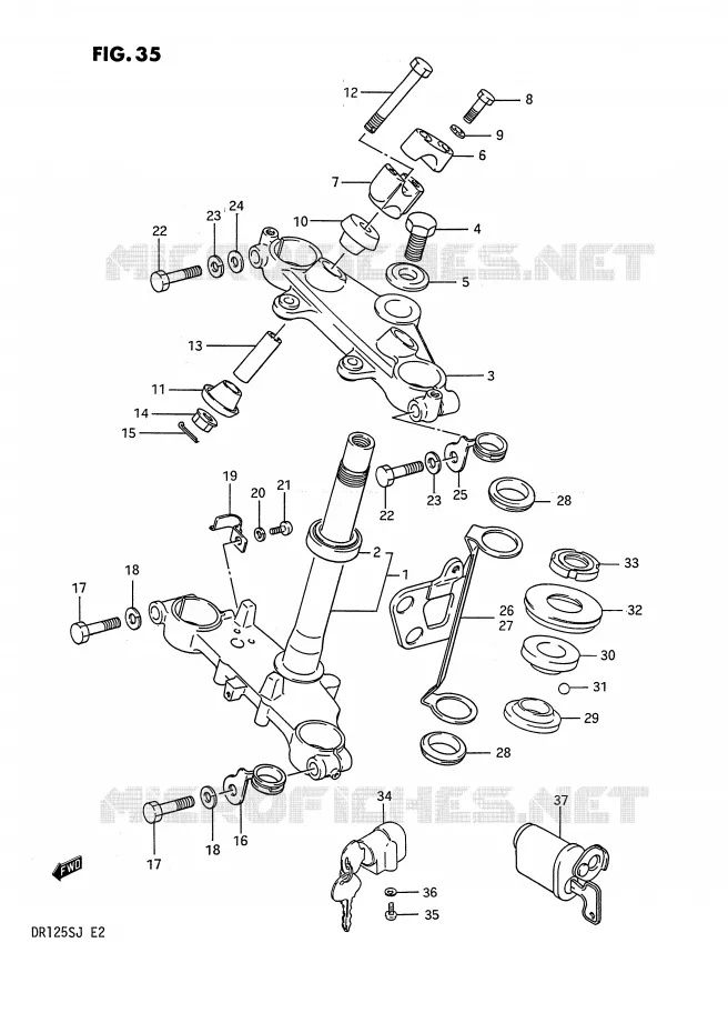 COLONNE DE DIRECTION Suzuki MOTO 125 DR 1985  DR125SF(E2)