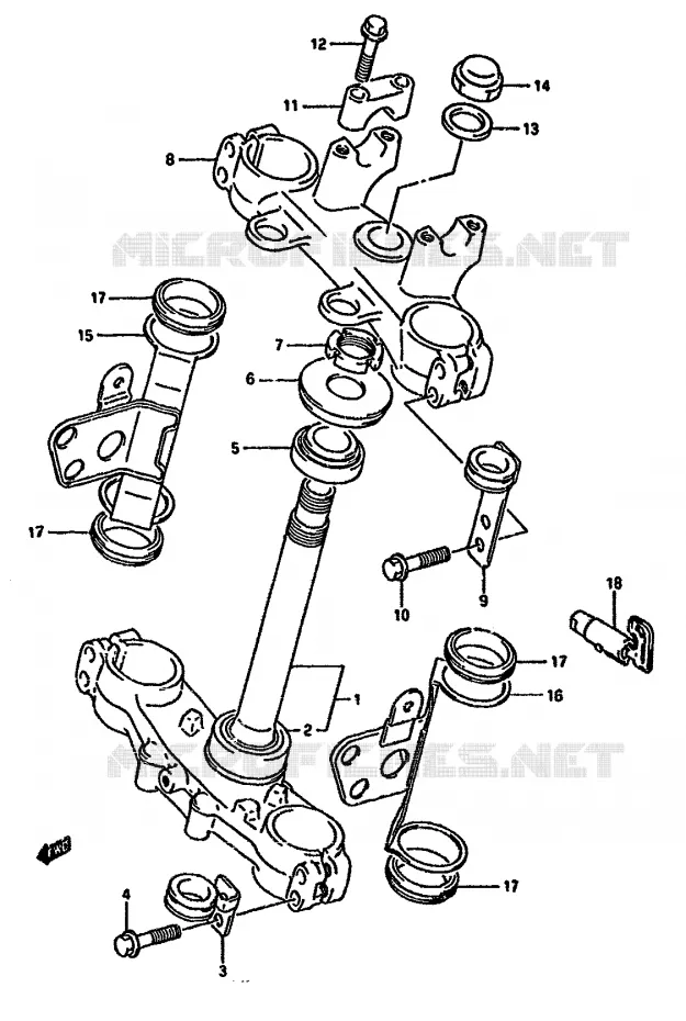 COLONNE DE DIRECTION Suzuki MOTO 350 DR 1993  DR350SHP(L/M/N/P/R)