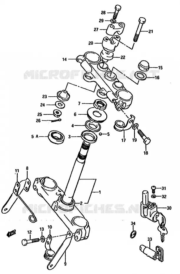 COLONNE DE DIRECTION Suzuki MOTO 750 DR 1988  DR750SJ(J/K)