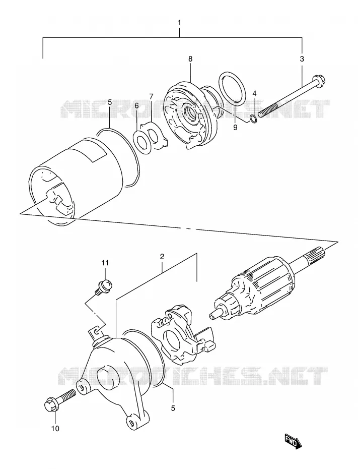 DEMARREUR (MODELE Y) Suzuki MOTO 125 DR 2000  DR125SEY(E4)