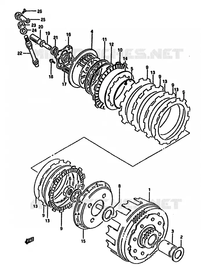 EMBRAYAGE (MODELE R) Suzuki MOTO 650 DR 1994  DR650RR(N/P/R)