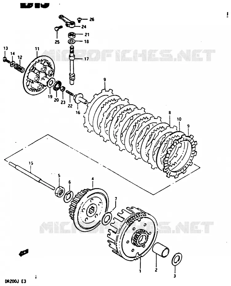 EMBRAYAGE Suzuki MOTO 200 DR 1987  DR200H(G/H/J)