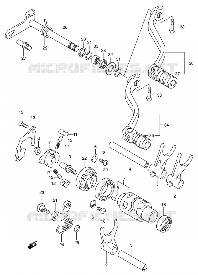 ENSEMBLE DE SELECTION DE VITESSES (NOTE) Suzuki MOTO 400 DR-Z 2000  DR-Z400Y(E1)