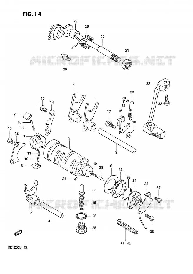 ENSEMBLE DE SELECTION DE VITESSES Suzuki MOTO 125 DR 1987  DR125SH(E2)