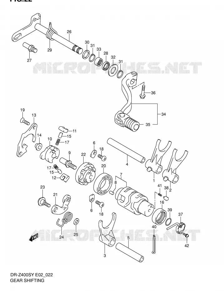 ENSEMBLE DE SELECTION DE VITESSES Suzuki MOTO 400 DR-Z 2002  DR-Z400SK2(E2)