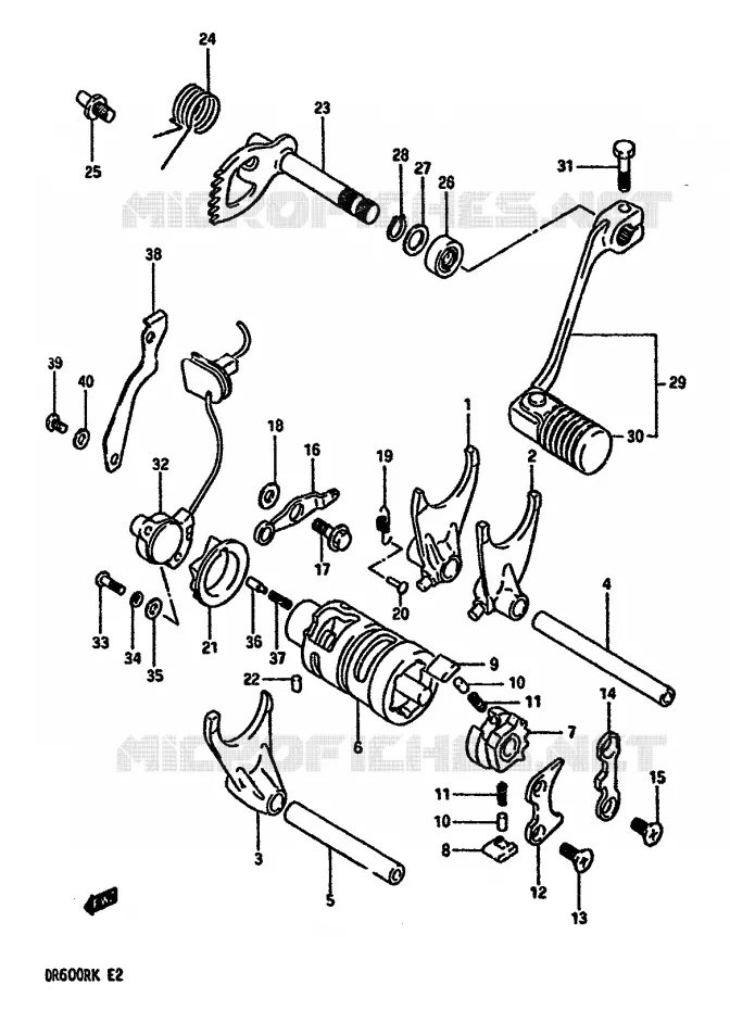 ENSEMBLE DE SELECTION DE VITESSES Suzuki MOTO 600 DR 1987  DR600RUH(E2)