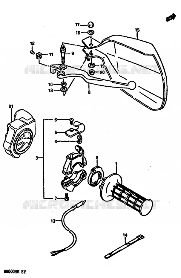 ENSEMBLE LEVIER - COMMODO DROIT (MODEL H/J/K E18,MODEL K E24,E39) Suzuki MOTO 600 DR 1987  DR600RUH(E2)