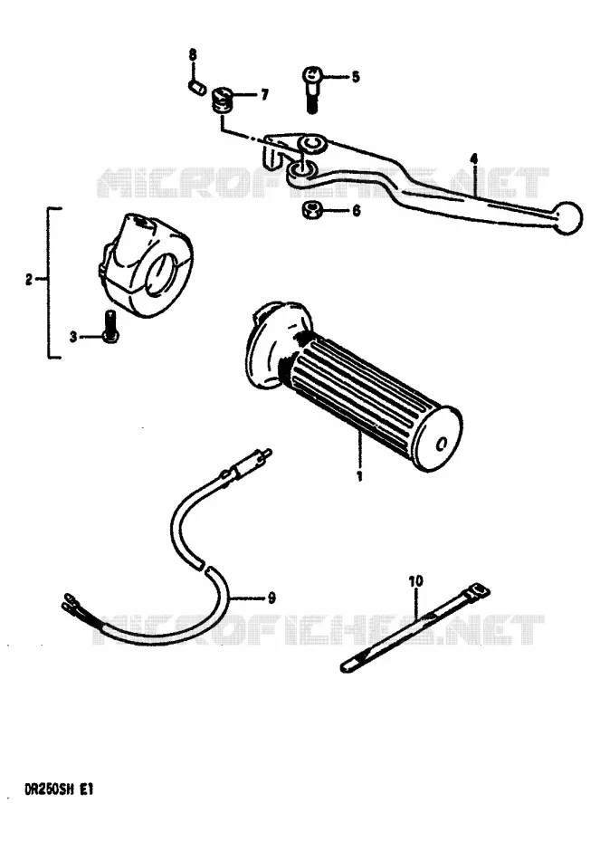 ENSEMBLE LEVIER - COMMODO DROIT (MODELE F/G/H) Suzuki MOTO 250 DR 1987  DR250SH(E/F/G/H)
