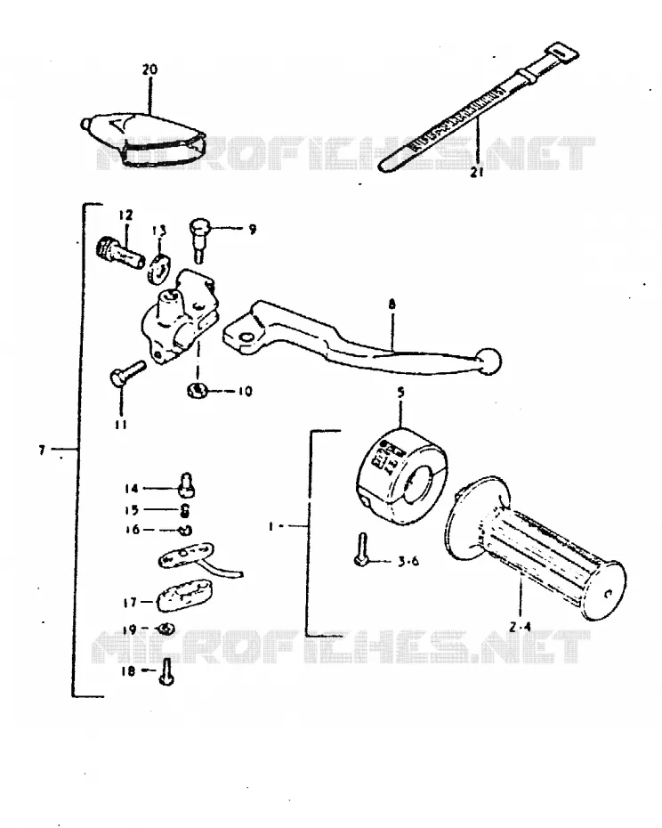 ENSEMBLE LEVIER - COMMODO DROIT Suzuki MOTO 400 DR 1980  DR400ST(T/X)