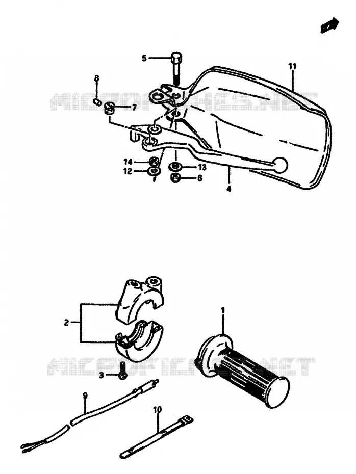 ENSEMBLE LEVIER - COMMODO DROIT Suzuki MOTO 600 DR 1988  DR600SUJ(E2)