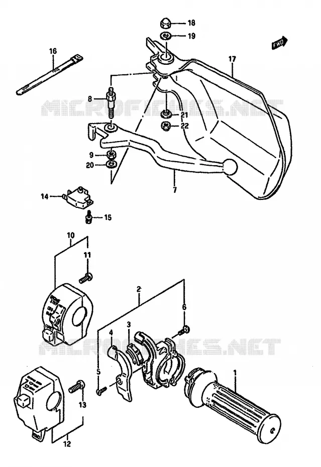 ENSEMBLE LEVIER - COMMODO DROIT Suzuki MOTO 750 DR 1989  DR750SUK(J/K)
