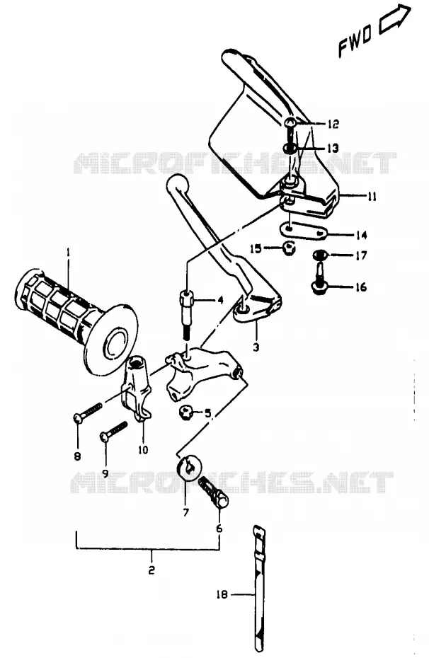 ENSEMBLE LEVIER - POIGNEE GAUCHE (E24) Suzuki MOTO 350 DR 1998  DR350W(V/W/X)