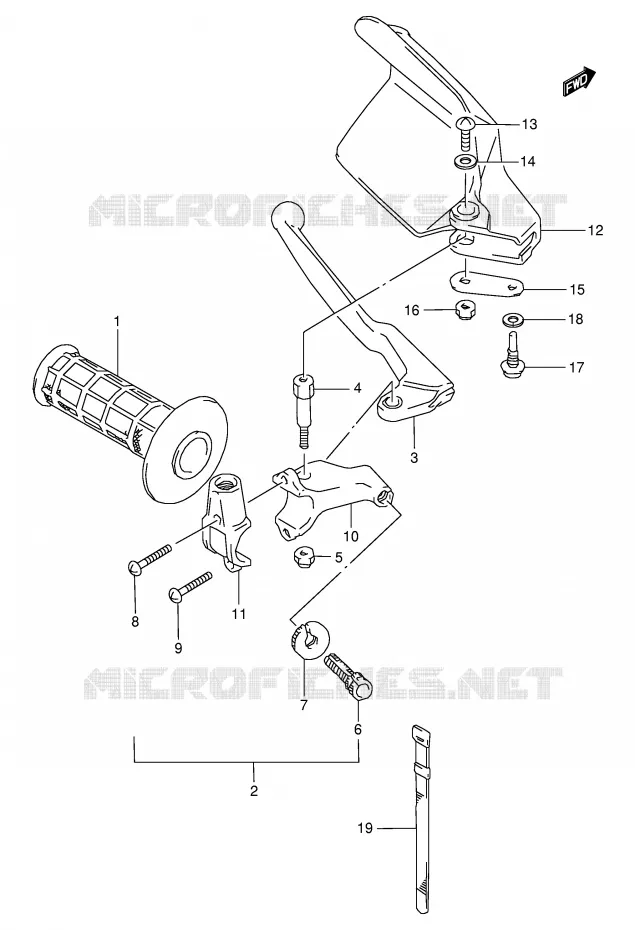 ENSEMBLE LEVIER - POIGNEE GAUCHE (MODELE R/S/T) Suzuki MOTO 350 DR 1997  DR350SEV(E2)