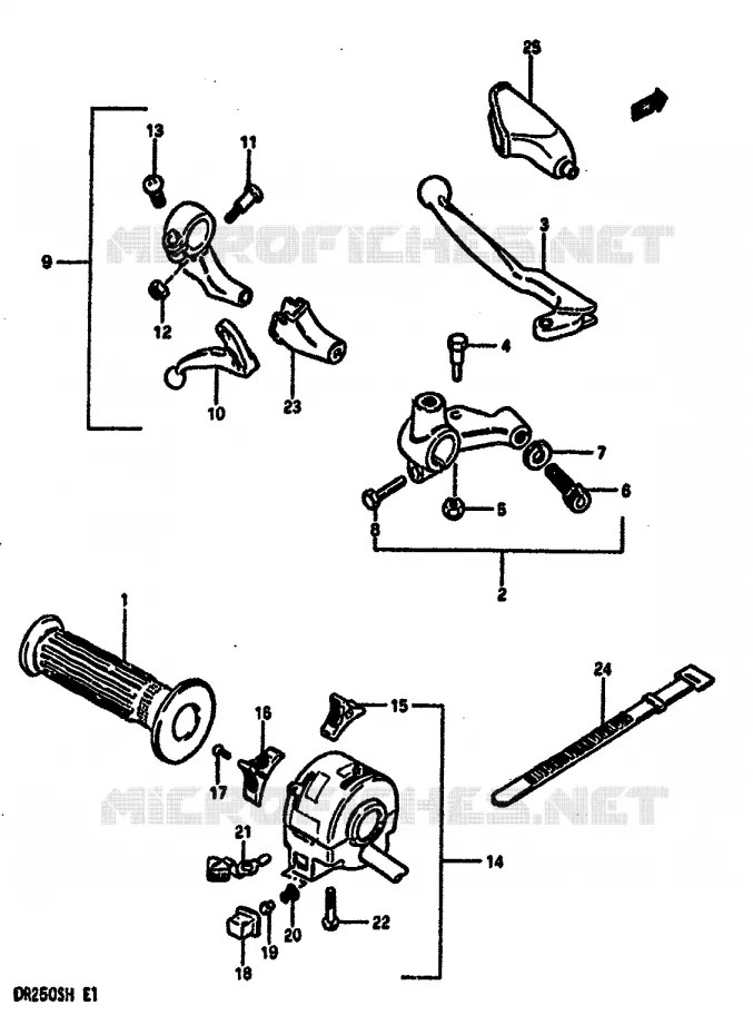 ENSEMBLE POIGNEE GAUCHE Suzuki MOTO 250 DR 1987  DR250SH(E/F/G/H)