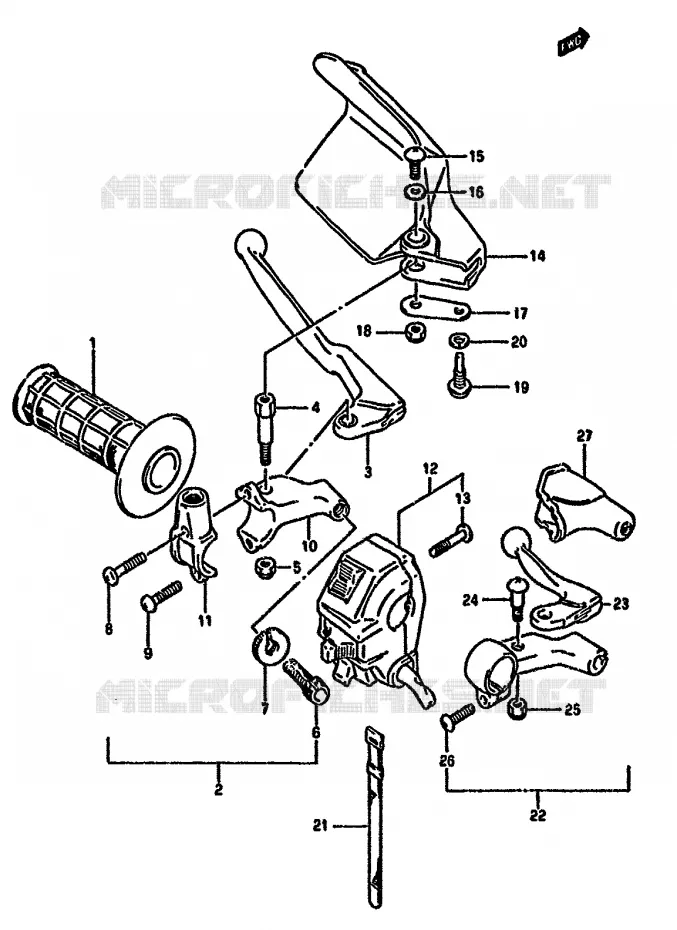 ENSEMBLE POIGNEE GAUCHE Suzuki MOTO 350 DR 1994  DR350SHR(L/M/N/P/R)