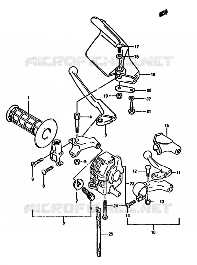 ENSEMBLE POIGNEE GAUCHE Suzuki MOTO 650 DR 1994  DR650RUR(N/P/R)