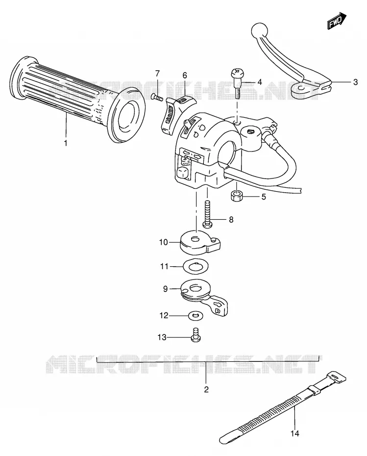 ENSEMBLE POIGNEE GAUCHE Suzuki SCOOTER 50 FM 1991  FM50AM(E20)