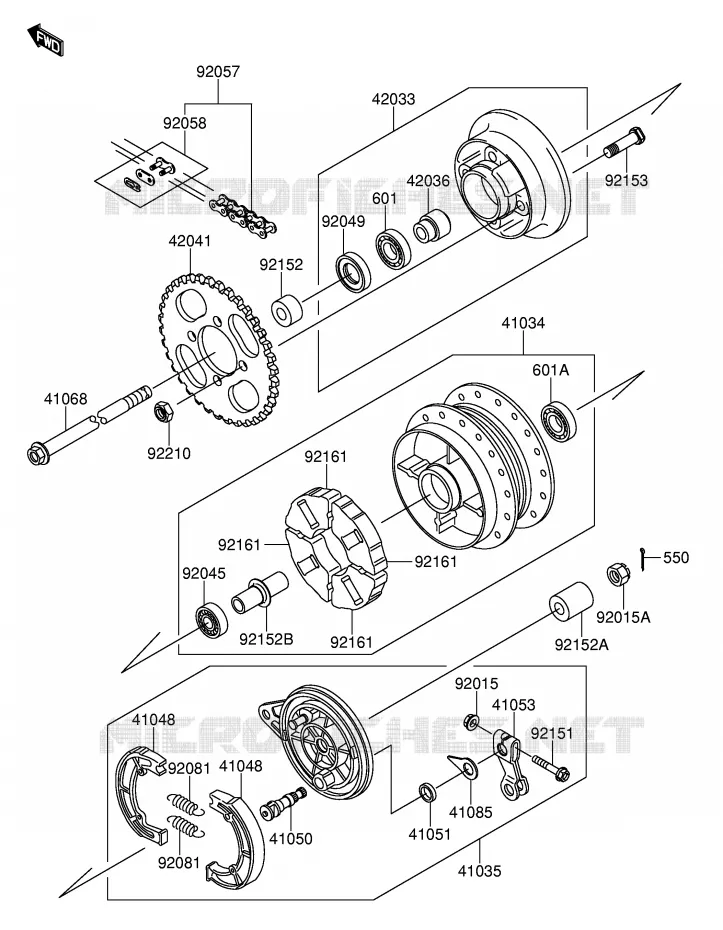 ENSEMBLE ROUE ARRIERE(DR-Z110 K3/K4) Suzuki MOTO 110 DR-Z 2003  DR-Z110K3(E21)