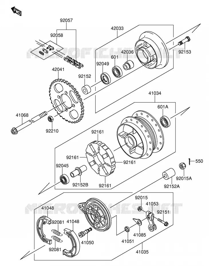 ENSEMBLE ROUE ARRIERE(DR-Z110 K3/K4) Suzuki MOTO 110 DR-Z 2004  DR-Z110K4(E24)