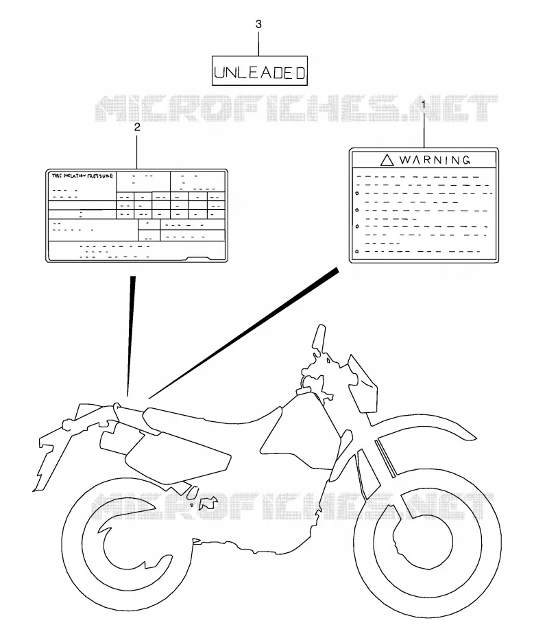 ETIQUETTE (MODELE R/S) Suzuki MOTO 350 DR 1997  DR350SEV(E2)