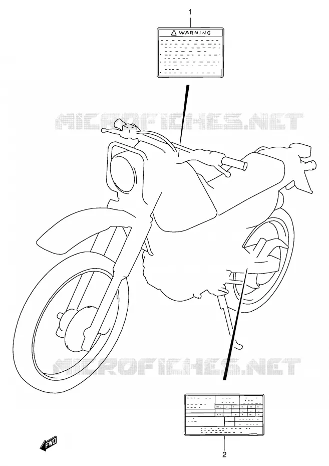 ETIQUETTE (MODELE R/S/T/V/W) Suzuki MOTO 125 DR 1998  DR125SEUW(E4)