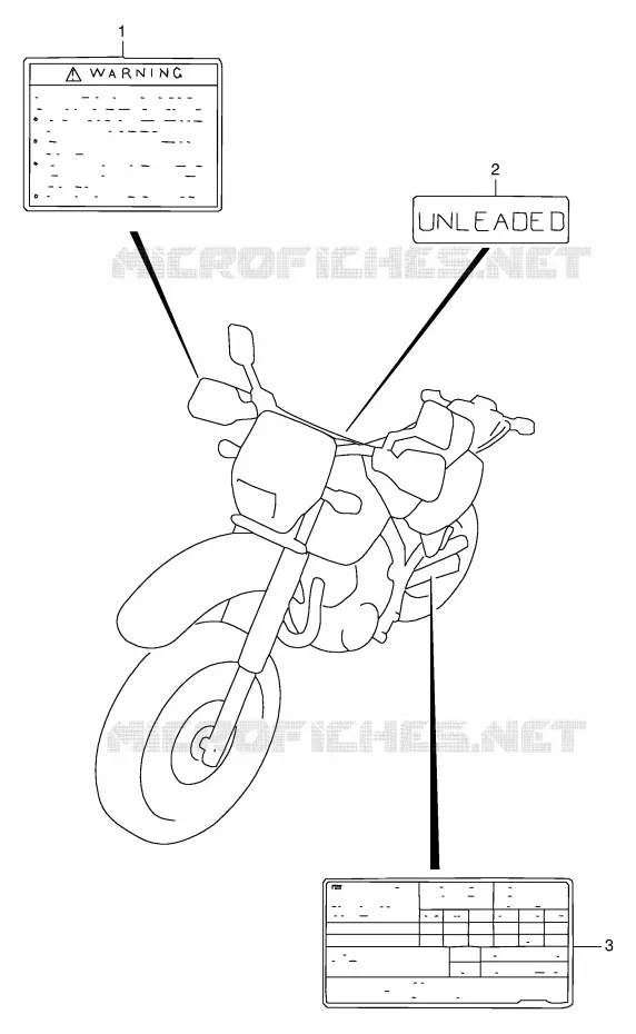 ETIQUETTE (MODELE T/V) Suzuki MOTO 650 DR 1997  DR650SEUV(E4)