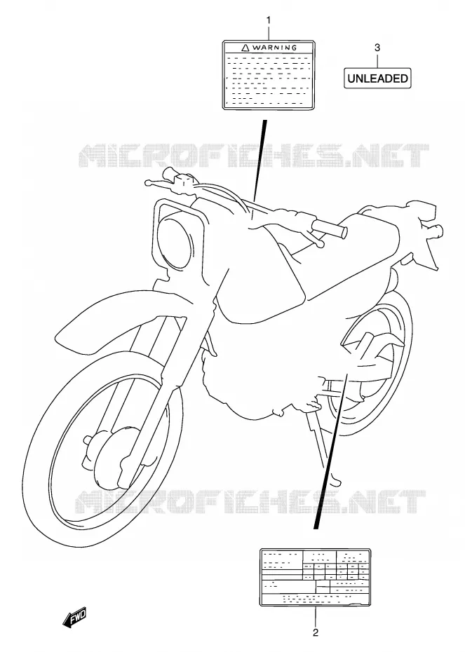 ETIQUETTE (MODELE X/Y) Suzuki MOTO 125 DR 1995  DR125SES(E4)