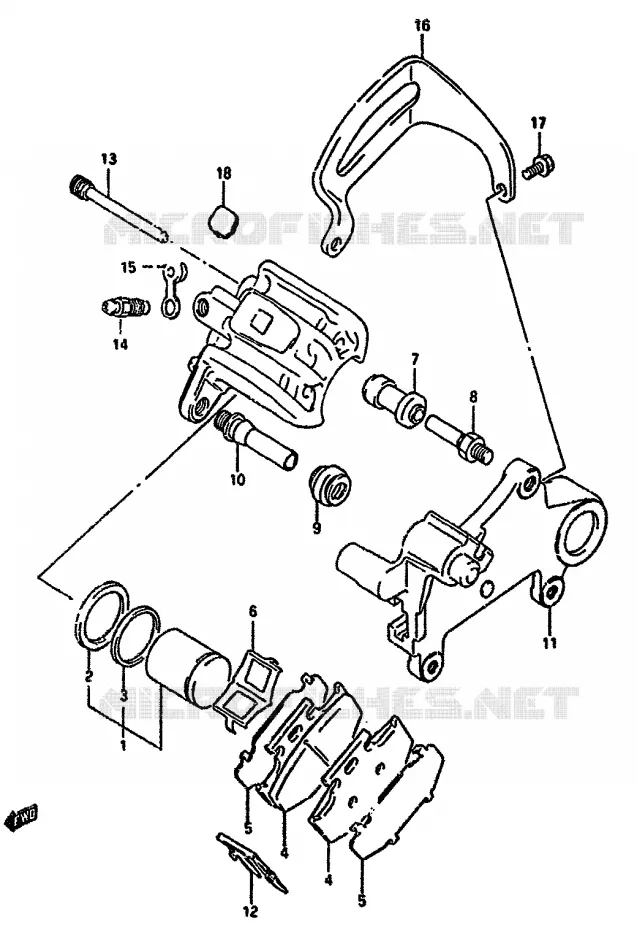 ETRIER DE FREIN ARRIERE (MODELE L/M) Suzuki MOTO 350 DR 1994  DR350SHR(L/M/N/P/R)