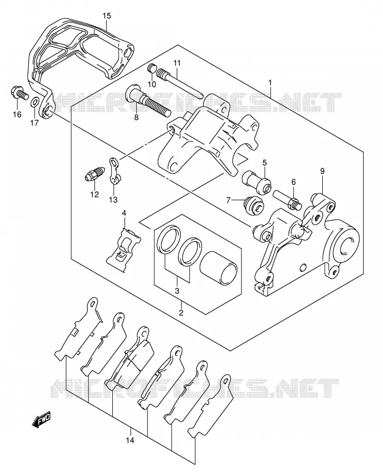 ETRIER DE FREIN ARRIERE Suzuki MOTO 400 DR-Z 2005  DR-Z400EK5(E1)