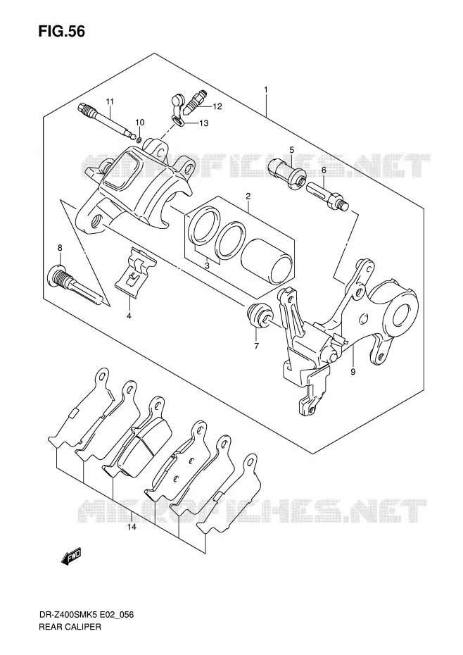 ETRIER DE FREIN ARRIERE Suzuki MOTO 400 DR-Z 2009  DR-Z400SMK9(E2)