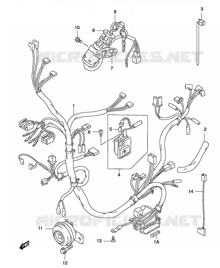FAISCEAU ELECTRIQUE (MODELE K1/K2) Suzuki SCOOTER 50 KATANA 2003  AY50SK3(P19)