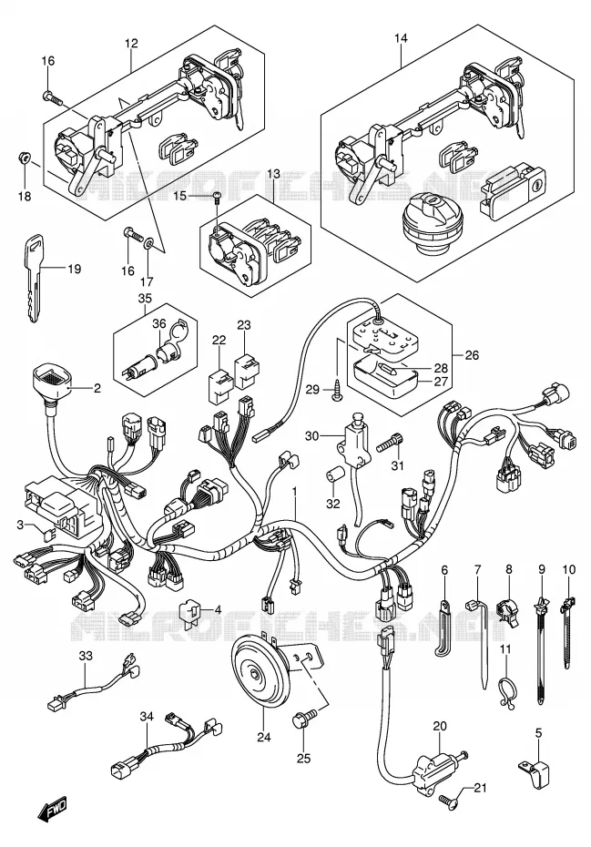 FAISCEAU ELECTRIQUE (MODELE K5 E24,E71) Suzuki SCOOTER 250 BURGMAN 2003  AN250K3(E2)
