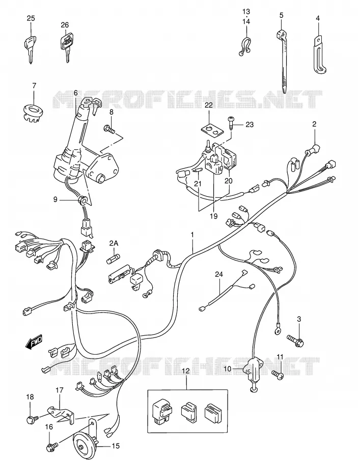 FAISCEAU ELECTRIQUE (MODELE S/T/V/W/X) Suzuki SCOOTER 125 BURGMAN 1995  AN125S(E2)