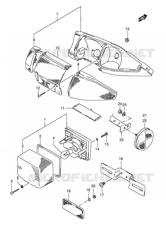 FEU ARRIERE (E2,E4,E21,E24) Suzuki SCOOTER 50 AE 1993  AE50KP(E1)