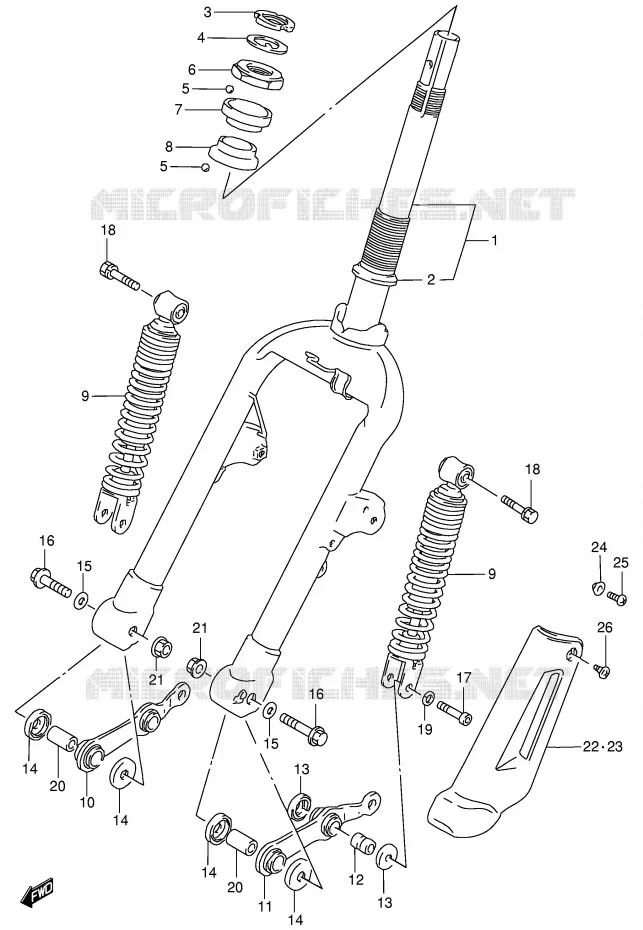 FOURCHE AVANT (MODELE M/P/T) Suzuki SCOOTER 100 ADDRESS 1991  AG100M(E71)