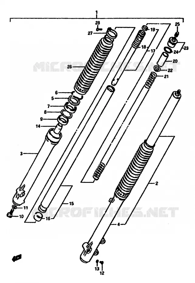 FOURCHE AVANT Suzuki MOTO 600 DR 1989  DR600SUK(E2)