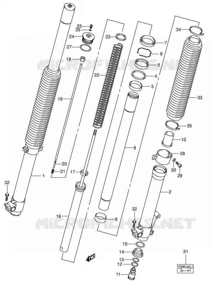 FOURCHE (DR-Z400EY/EK1/EK2 P37) Suzuki MOTO 400 DR-Z 2004  DR-Z400K4(E1)