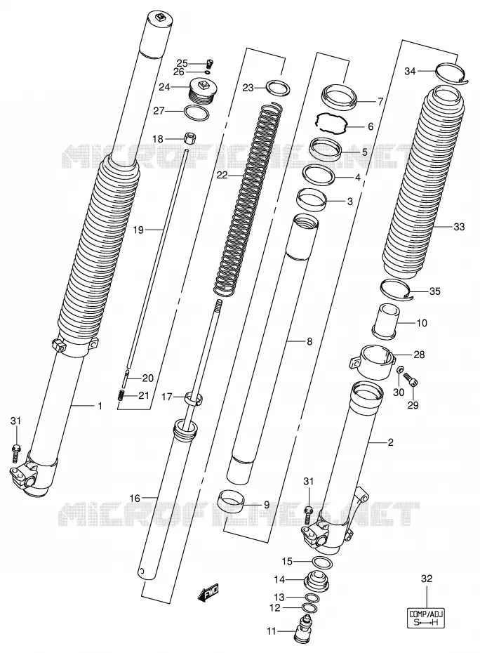 FOURCHE (VOIR NOTE) Suzuki MOTO 400 DR-Z 2003  DR-Z400EK3(E1)