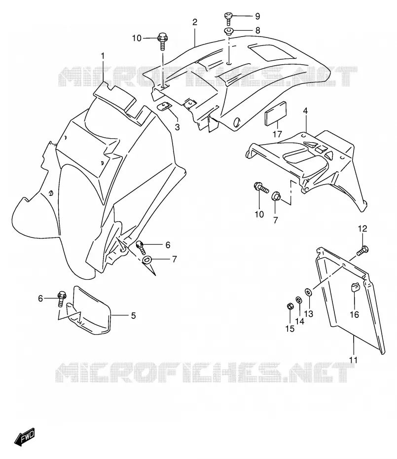 GARDE BOUE ARRIERE (MODELE K1/K2/K3) Suzuki MOTO 650 DR 2003  DR650SEK3(E4)