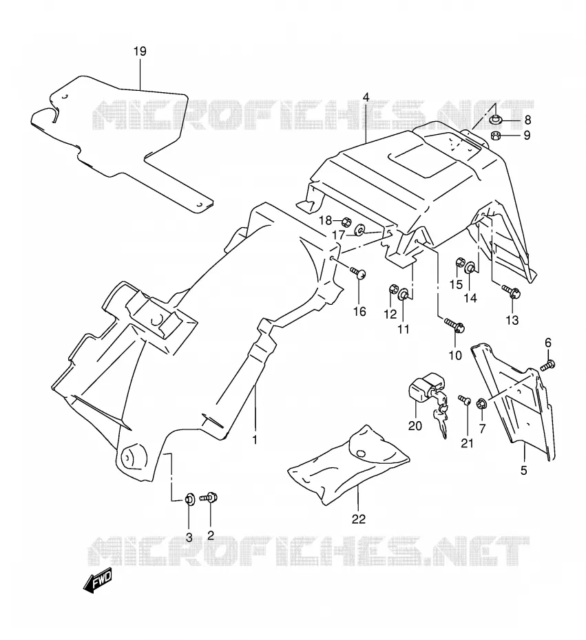 GARDE BOUE ARRIERE (MODELE R/S/T/V/W) Suzuki MOTO 125 DR 1998  DR125SEW(E4)