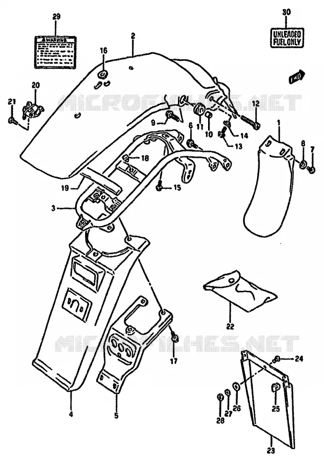 GARDE BOUE ARRIERE (MODELE R) Suzuki MOTO 350 DR 1990  DR350SL(L/M/N/P/R)
