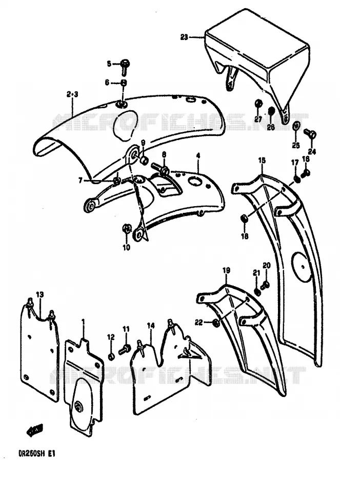 GARDE BOUE ARRIERE Suzuki MOTO 250 DR 1985  DR250SF(E/F/G/H)