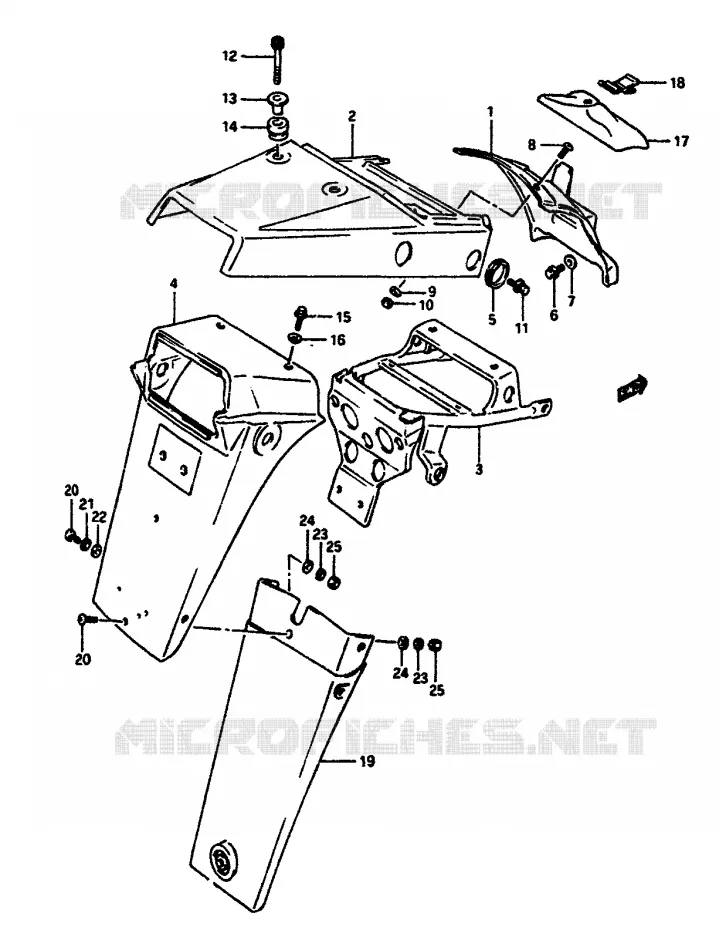 GARDE BOUE ARRIERE Suzuki MOTO 650 DR 1991  DR650RSM(L/M)
