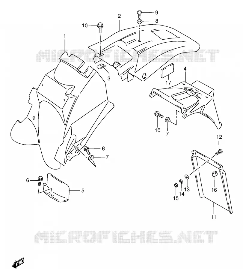GARDE BOUE ARRIERE Suzuki MOTO 650 DR 1996  DR650SET(E4)